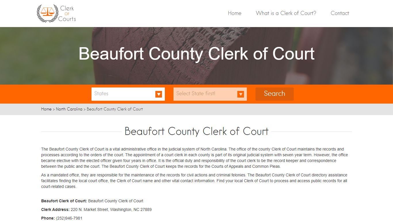 Find Your Beaufort County Clerk of Courts in NC - clerk-of ...